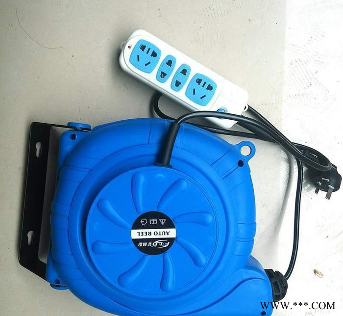 自动伸缩回收 带公牛插座电缆卷管器绕线盘一件批发电鼓 二芯电线1平方15米自动电线卷线器图3