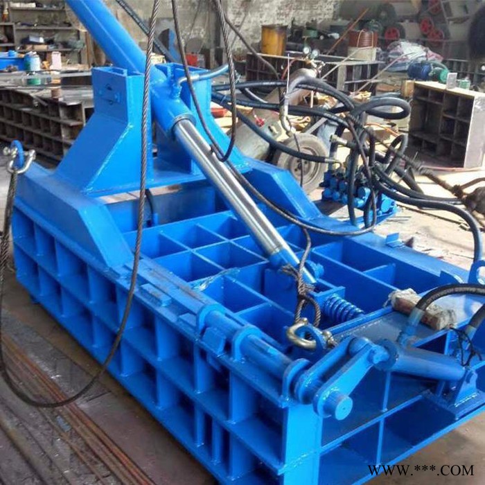 富德250彩钢瓦金属压扁机铁屑废铁打包机易拉罐下脚料打包机铝合金铁桶压块机钢筋下脚料压块机图2