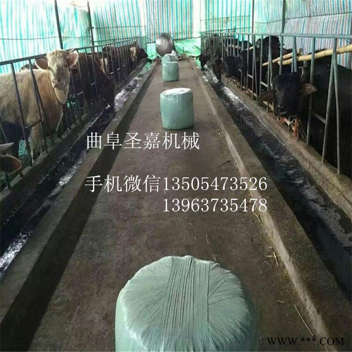 石家庄青储打捆包膜机厂家电话  青贮一体机 圣嘉大型青储饲料打包机操作视频图4