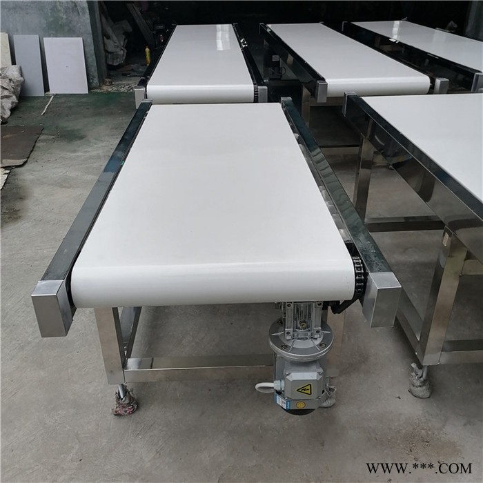 盈利机械定制不锈钢爬坡链板输送机矿泉水瓶可乐瓶装打包机传送用链板输送机 装车皮带输送机图5