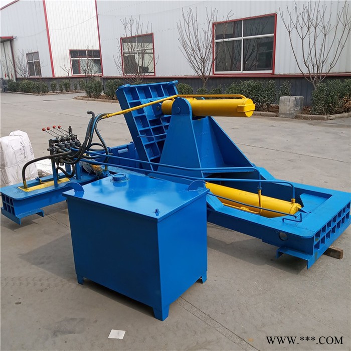 卧式废铁压块机 液压金属压扁成型机 铁皮压包机 鲁丰厂家现货图6