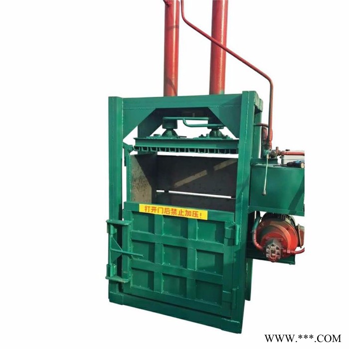 服装厂废料打包机 富兴立式纤维塑料膜打块机 100吨立式纸箱压包机视频图6