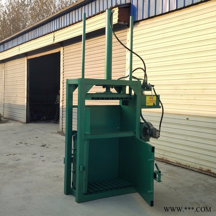 富兴立式废油桶压扁机 红牛易拉罐压块机 编织袋打包机厂家图6