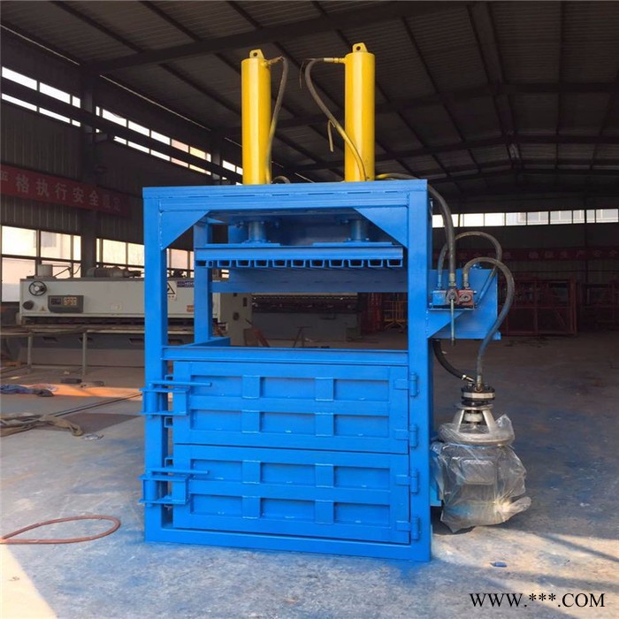 60吨电动液压尼龙袋子打包机价格 棉籽壳打包机厂家 富兴牌双缸废油桶压扁机图5